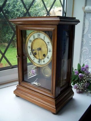 Wonderful Antique Hac 3 Glass Chiming Mantle Clock C1900