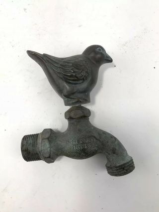 Vintage Solid Brass Bronze Hummingbird Spigot Handle Antique Bird Water Spout