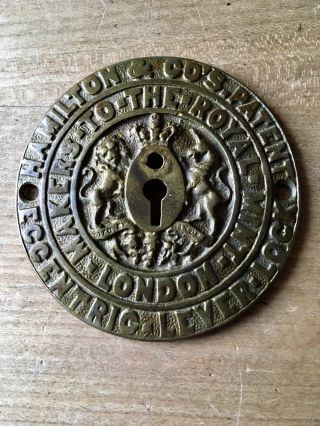 Antique Safe Lock Plate Royal Solid Brass Reclaimed Victorian Vintage