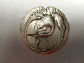 Medium Art Nouveau BIRD Egret CRANE Vintage Silver Brass Button 1 
