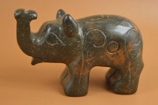 Collectible Jadite Old Jade Carve Elephant Auspicious Statue Decorative 3