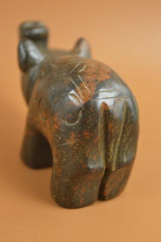 Collectible Jadite Old Jade Carve Elephant Auspicious Statue Decorative 4