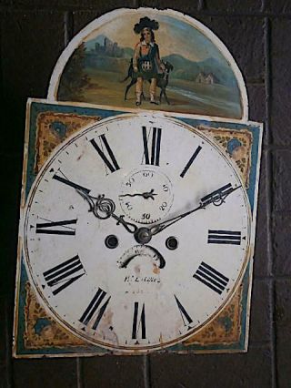 C1820 8 Day Longcase Grandfather Clock Dial,  Movement 13x18