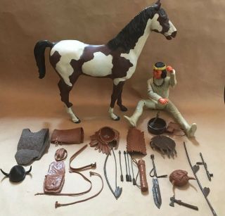 Vintage Marx Geronimo With Horse And Accessories,  Johnny West Series
