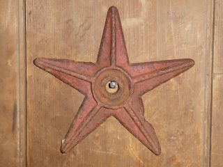 19th C Early Old Architectural Building Support Cast Iron Barn Star Red
