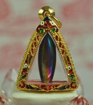 Emerald Leklai Rainbow 7 Color Magnet Natural Torpedo Thai Buddha Amulet S