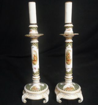 Vintage Depose French Ceramic Porcelain Bedroom Nightstand Boudoir Lamps 2