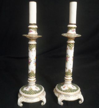 Vintage Depose French Ceramic Porcelain Bedroom Nightstand Boudoir Lamps 3