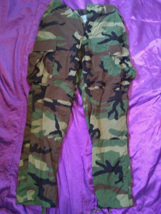 Woodland Camo Bdu Combat Pants Small Regular - Camouflage