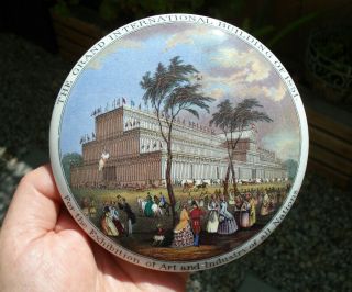 Antique,  Rated Rare,  Great Exhibition 1851,  Prattware Mutli - Color Pot Lid