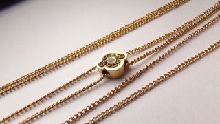 Antique 10k Yellow Gold Fill Fire Opal Long Ladies Pocket Watch Chain Necklace