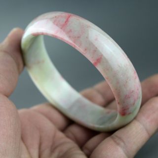 65 Mm,  Exquisite China Peach Blossom Jade Hand - Carved Jade Bangle Bracelet 0627