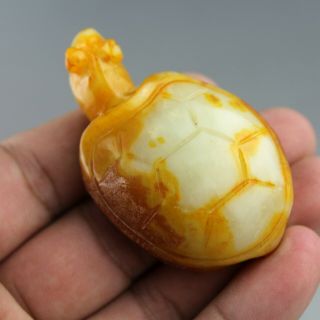 2.  4  China Old Yellow Jade Chinese Hand - Carved Jade Turtle Statue Pendant 2027