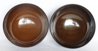 Japanese Vintage Lacquer Ware 2 Wood Bowl Lidded Red Black Gold Crane 7
