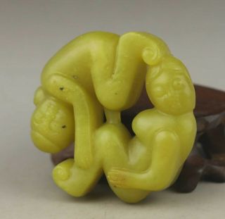 Chinese Old Natural Jade Hand - Carved Pendant 2.  1 Inch