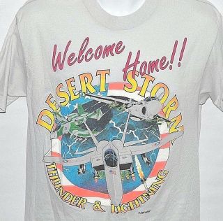 Desert Storm T - Shirt Welcome Home Fighter Jets Size Medium Military War Vintage