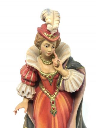 W2 English Noble Woman Folk Art hand carved Wooden Statue Vintage german 2
