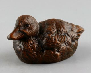 Collect China Old Boxwood Hand - Carved Lifelike Wild Duck Delicate Vivid Statue