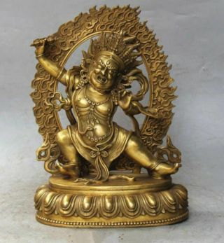 9.  8 Inch Rare Tibet Tibetan Bronze Buddhist Vajrapani Chana Dorje Buddha Statue