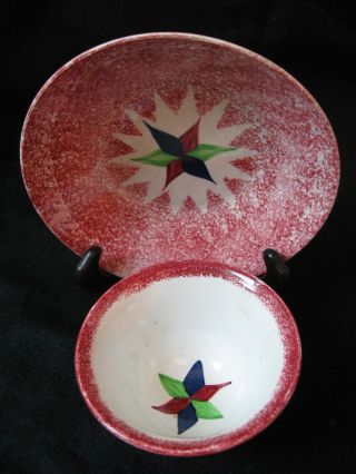 Rare Red Spatter Cup & Saucer With Star