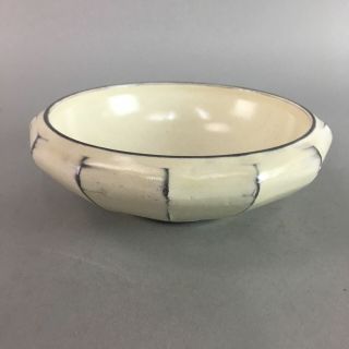 Japanese Ceramic Bowl Vtg Kohiki Pottery White Thick Yakimono Pt601