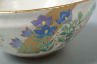 T5130: Japanese Kiyomizu - ware Colored porcelain Flower pattern TEA BOWL 2