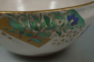 T5130: Japanese Kiyomizu - ware Colored porcelain Flower pattern TEA BOWL 3