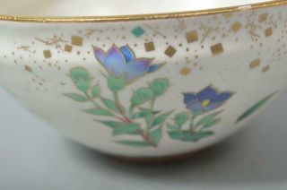 T5130: Japanese Kiyomizu - ware Colored porcelain Flower pattern TEA BOWL 5