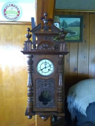 Rare Vtg Antique Gustav Becker Germaney Vienna Strikes Wall Pendulum Clock