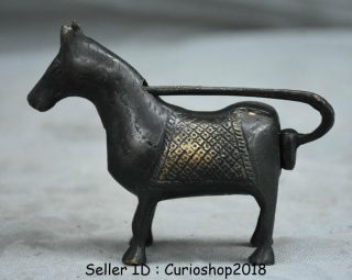 4.  4 " Collect Rare Old Chinese Bronze Dynasty Aniaml Horse Statue Sculpture Lock