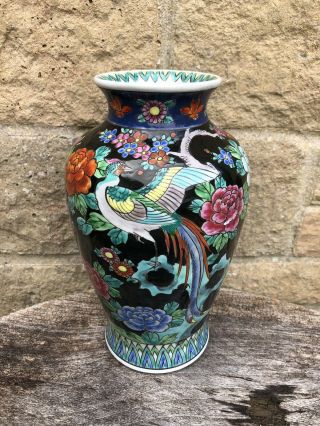 Antique Chinese Porcelain Enameled Fenghuang Pheonix Bird Vase