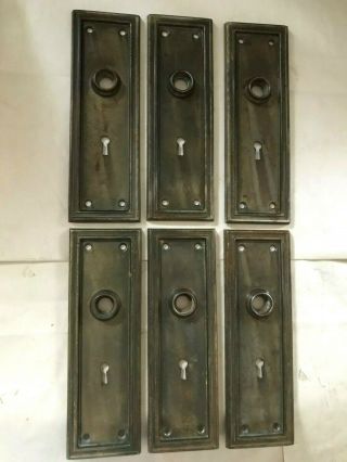6 Old Art Craft Craftsman Shabby Brass Plate Steel Door Knob Back Plate Hardware