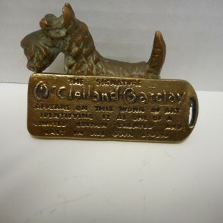 Vintage McClelland Barclay Bronze Scottie Dog and Bronze Artist Plaque Sign 2