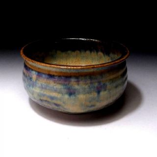 Dh4: Vintage Japanese Pottery Tea Ceremony Kensui Bowl,  Seto Ware