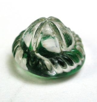 Bb Antique Charmstring Glass Button Gree & White Paperweight Juicer Mold 7/16 "