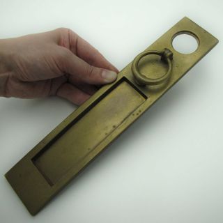 Vintage Vertical Brass Letter Box Plate With Door Knocker And Key Hole