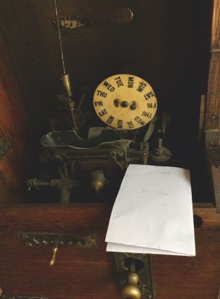 Antique International Time Recording Co.  Oak Wall Clock (IBM) Circa 1905 10