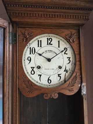 Antique International Time Recording Co.  Oak Wall Clock (IBM) Circa 1905 5