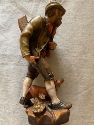 Oberammergau W.  u.  M.  Heinzeller carved wood Man/hunter Vintage German Black Forest 2