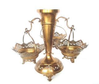 Vintage Lacquered E.  P.  N.  S.  Epergne With Three Hanging Baskets - Early 1900 