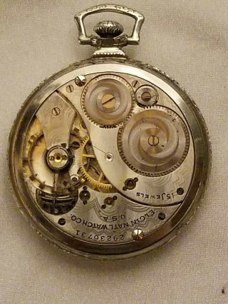 Vintage Elgin 15 - jewel 10k Gold Filled pocket watch Runs Keeps Time 7