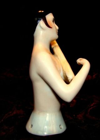 Half doll Figurine Pierrot Mandolin Half Doll Pincushion Arms Away Art Deco Styl 3