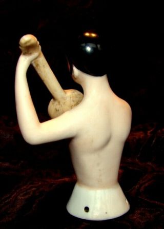 Half doll Figurine Pierrot Mandolin Half Doll Pincushion Arms Away Art Deco Styl 4