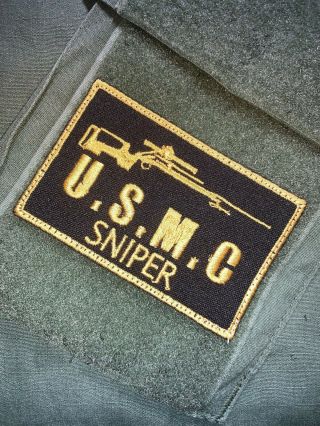Us Marine Corps Black Usmc Sniper Patch With Hook (b88)