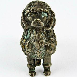 ANTIQUE POODLE DOG FIGURAL METAL WIND - UP TAIL TAPE MEASURE AS/IS 2