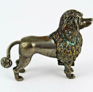 ANTIQUE POODLE DOG FIGURAL METAL WIND - UP TAIL TAPE MEASURE AS/IS 5