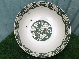 19thC CHINESE LARGE GREEN & WHITE BOWL WITH PRUNUS FLOWERS c1880s 4
