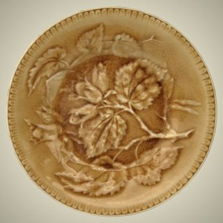 Antique French Majolica Plate,  “longchamp.  Terre De Fer”,  Burgundy,  19th Century
