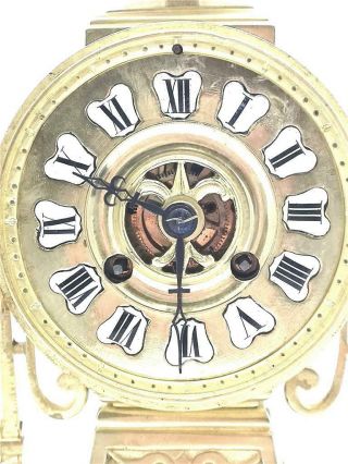 Antique French mantle Clock Stunning Pierced Gilt Bronze 8 Day Garniture Set 7