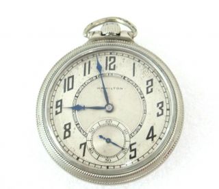 Antique Hamilton 10k White Gold Filled 17 Jewel Railroad Pocket Watch